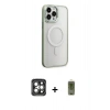 MARSİLYAN™- iPhone 15 Pro Max Kılıf Yankı Işık Özel Seri - Siyah Joko Magic 5D Hayalet Cam + PVD Metal Kamera Lens - GI