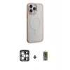 MARSİLYAN™- iPhone 15 Pro Max Kılıf Yankı Işık Özel Seri - Siyah Joko Magic 5D Hayalet Cam + PVD Metal Kamera Lens - GS