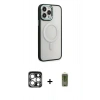 MARSİLYAN™- iPhone 15 Pro Max Kılıf Yankı Işık Özel Seri - Siyah Joko Magic 5D Hayalet Cam + PVD Metal Kamera Lens - GS