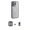 MARSİLYAN™- iPhone 15 Pro Max Kılıf Yankı Işık Özel Seri - Siyah Joko Magic 5D Hayalet Cam + PVD Metal Kamera Lens - LT