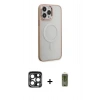 MARSİLYAN™- iPhone 15 Pro Max Kılıf Yankı Işık Özel Seri - Siyah Joko Magic 5D Hayalet Cam + PVD Metal Kamera Lens - LT