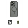 MARSİLYAN™- iPhone 15 Pro Max Kılıf Yankı Işık Özel Seri - Siyah Joko Magic 5D Hayalet Cam + PVD Metal Kamera Lens - LT