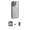 MARSİLYAN™- iPhone 15 Pro Max Kılıf Yankı Işık Özel Seri - Siyah Joko Magic 5D Hayalet Cam + PVD Metal Kamera Lens - GS