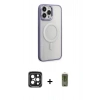 MARSİLYAN™- iPhone 15 Pro Max Kılıf Yankı Işık Özel Seri - Siyah Joko Magic 5D Hayalet Cam + PVD Metal Kamera Lens - SH