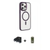 MARSİLYAN™- iPhone 15 Pro Max Kılıf Yankı Işık Özel Seri - Siyah Joko Magic 5D Hayalet Cam + Raze Metal Kamera Lens - LT