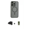 MARSİLYAN™- iPhone 15 Pro Max Kılıf Yankı Işık Özel Seri - Siyah Joko Magic 5D Hayalet Cam + Raze Metal Kamera Lens - SH