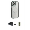 MARSİLYAN™- iPhone 15 Pro Max Kılıf Yankı Işık Özel Seri - Siyah Joko Magic 5D Hayalet Cam + Raze Metal Kamera Lens - LT