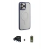 MARSİLYAN™- iPhone 15 Pro Max Kılıf Yankı Işık Özel Seri - Siyah Joko Magic 5D Hayalet Cam + Raze Metal Kamera Lens - LT