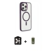 MARSİLYAN™- iPhone 15 Pro Max Kılıf Yankı Işık Özel Seri - Siyah Joko Magic 5D Hayalet Cam + PVD Metal Kamera Lens - TU