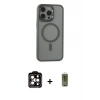 MARSİLYAN™- iPhone 15 Pro Max Kılıf Yankı Işık Özel Seri - Siyah Joko Magic 5D Hayalet Cam + PVD Metal Kamera Lens - TU