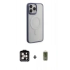 MARSİLYAN™- iPhone 15 Pro Max Kılıf Yankı Işık Özel Seri - Siyah Joko Magic 5D Hayalet Cam + PVD Metal Kamera Lens - TU