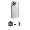 MARSİLYAN™- iPhone 15 Pro Max Kılıf Yankı Işık Özel Seri - Siyah Joko Magic 5D Hayalet Cam + PVD Metal Kamera Lens - TU