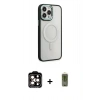 MARSİLYAN™- iPhone 15 Pro Max Kılıf Yankı Işık Özel Seri - Siyah Joko Magic 5D Hayalet Cam + PVD Metal Kamera Lens - TU