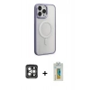MARSİLYAN™- iPhone 15 Pro Max Kılıf Yankı Işık Özel Seri - Siyah Polymer Nano Ekran Koruyucu + PVD Metal Kamera Lens - GI