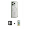 MARSİLYAN™- iPhone 15 Pro Max Kılıf Yankı Işık Özel Seri - Siyah Polymer Nano Ekran Koruyucu + PVD Metal Kamera Lens - GI
