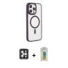 MARSİLYAN™- iPhone 15 Pro Max Kılıf Yankı Işık Özel Seri - Siyah Polymer Nano Ekran Koruyucu + PVD Metal Kamera Lens - GI