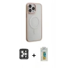 MARSİLYAN™- iPhone 15 Pro Max Kılıf Yankı Işık Özel Seri - Siyah Polymer Nano Ekran Koruyucu + PVD Metal Kamera Lens - GI