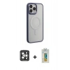 MARSİLYAN™- iPhone 15 Pro Max Kılıf Yankı Işık Özel Seri - Siyah Polymer Nano Ekran Koruyucu + PVD Metal Kamera Lens - GI
