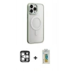 MARSİLYAN™- iPhone 15 Pro Max Kılıf Yankı Işık Özel Seri - Siyah Polymer Nano Ekran Koruyucu + PVD Metal Kamera Lens - GS