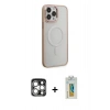 MARSİLYAN™- iPhone 15 Pro Max Kılıf Yankı Işık Özel Seri - Siyah Polymer Nano Ekran Koruyucu + PVD Metal Kamera Lens - GS