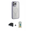 MARSİLYAN™- iPhone 15 Pro Max Kılıf Yankı Işık Özel Seri - Siyah Polymer Nano Ekran Koruyucu + Raze Metal Kamera Lens - LT