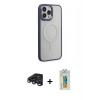 MARSİLYAN™- iPhone 15 Pro Max Kılıf Yankı Işık Özel Seri - Siyah Polymer Nano Ekran Koruyucu + Raze Metal Kamera Lens - LT