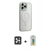 MARSİLYAN™- iPhone 15 Pro Max Kılıf Yankı Işık Özel Seri - Siyah Polymer Nano Ekran Koruyucu + PVD Metal Kamera Lens - SH
