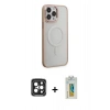 MARSİLYAN™- iPhone 15 Pro Max Kılıf Yankı Işık Özel Seri - Siyah Polymer Nano Ekran Koruyucu + PVD Metal Kamera Lens - SH