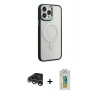 MARSİLYAN™- iPhone 15 Pro Max Kılıf Yankı Işık Özel Seri - Siyah Polymer Nano Ekran Koruyucu + Raze Metal Kamera Lens - GS