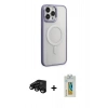 MARSİLYAN™- iPhone 15 Pro Max Kılıf Yankı Işık Özel Seri - Siyah Polymer Nano Ekran Koruyucu + Raze Metal Kamera Lens - SH