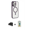 MARSİLYAN™- iPhone 15 Pro Max Kılıf Yankı Işık Özel Seri - Siyah Polymer Nano Ekran Koruyucu + Raze Metal Kamera Lens - TMGI