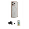 MARSİLYAN™- iPhone 15 Pro Max Kılıf Yankı Işık Özel Seri - Siyah Polymer Nano Ekran Koruyucu + Raze Metal Kamera Lens - SH