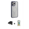 MARSİLYAN™- iPhone 15 Pro Max Kılıf Yankı Işık Özel Seri - Siyah Polymer Nano Ekran Koruyucu + Raze Metal Kamera Lens - GS
