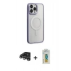 MARSİLYAN™- iPhone 15 Pro Max Kılıf Yankı Işık Özel Seri - Siyah Polymer Nano Ekran Koruyucu + Raze Metal Kamera Lens - GS