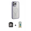 MARSİLYAN™- iPhone 15 Pro Max Kılıf Yankı Işık Özel Seri - Siyah Polymer Nano Ekran Koruyucu + PVD Metal Kamera Lens - TU