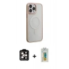 MARSİLYAN™- iPhone 15 Pro Max Kılıf Yankı Işık Özel Seri - Siyah Polymer Nano Ekran Koruyucu + PVD Metal Kamera Lens - TU