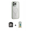 MARSİLYAN™- iPhone 15 Pro Max Kılıf Yankı Işık Özel Seri - Siyah Polymer Nano Ekran Koruyucu + PVD Metal Kamera Lens - TU