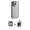 MARSİLYAN™- iPhone 15 Pro Max Kılıf Yankı Işık Özel Seri - Siyah Vanessa Magic Cam + PVD Metal Kamera Lens - GS