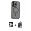 MARSİLYAN™- iPhone 15 Pro Max Kılıf Yankı Işık Özel Seri - Siyah Vanessa Magic Cam + PVD Metal Kamera Lens - GS