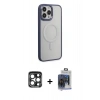 MARSİLYAN™- iPhone 15 Pro Max Kılıf Yankı Işık Özel Seri - Siyah Vanessa Magic Cam + PVD Metal Kamera Lens - LT