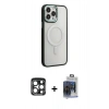 MARSİLYAN™- iPhone 15 Pro Max Kılıf Yankı Işık Özel Seri - Siyah Vanessa Magic Cam + PVD Metal Kamera Lens - LT