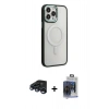 MARSİLYAN™- iPhone 15 Pro Max Kılıf Yankı Işık Özel Seri - Siyah Vanessa Magic Cam + Raze Metal Kamera Lens - LT