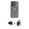 MARSİLYAN™- iPhone 15 Pro Max Kılıf Yankı Işık Özel Seri - Siyah Vanessa Magic Cam + Raze Metal Kamera Lens - SH