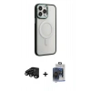 MARSİLYAN™- iPhone 15 Pro Max Kılıf Yankı Işık Özel Seri - Siyah Vanessa Magic Cam + Raze Metal Kamera Lens - SH