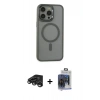 MARSİLYAN™- iPhone 15 Pro Max Kılıf Yankı Işık Özel Seri - Siyah Vanessa Magic Cam + Raze Metal Kamera Lens - TMGI