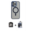 MARSİLYAN™- iPhone 15 Pro Max Kılıf Yankı Işık Özel Seri - Siyah Vanessa Magic Cam + Turuncu PVD Metal Kamera Lens