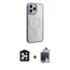 MARSİLYAN™- iPhone 15 Pro Max Kılıf Yankı Işık Özel Seri - Siyah Vanessa Magic Cam + Turuncu PVD Metal Kamera Lens