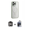 MARSİLYAN™- iPhone 15 Pro Max Kılıf Yankı Işık Özel Seri - Siyah Vanessa Magic Cam + Turuncu PVD Metal Kamera Lens