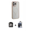 MARSİLYAN™- iPhone 15 Pro Max Kılıf Yankı Işık Özel Seri - Siyah Vanessa Magic Cam + Turuncu PVD Metal Kamera Lens