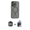 MARSİLYAN™- iPhone 15 Pro Max Kılıf Yankı Işık Özel Seri - Siyah Vanessa Magic Cam + Turuncu PVD Metal Kamera Lens